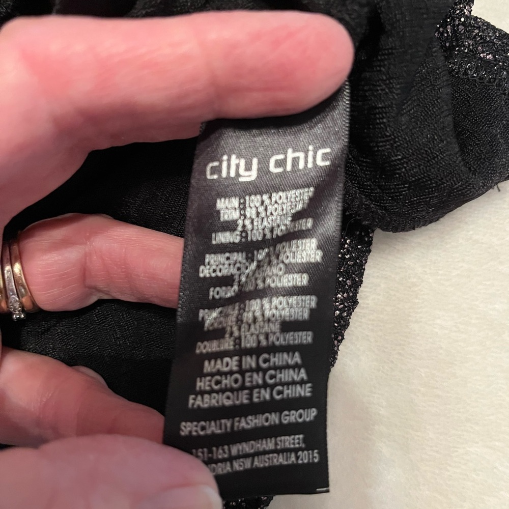 Nordstrom City Chic Black and silver layered Peplum Glitter Blouse, XL - Picture 10 of 14